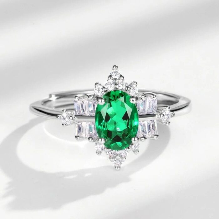 925 Silver Lab-Created Emerald Ring - Model A73-R2020874 - Image 2