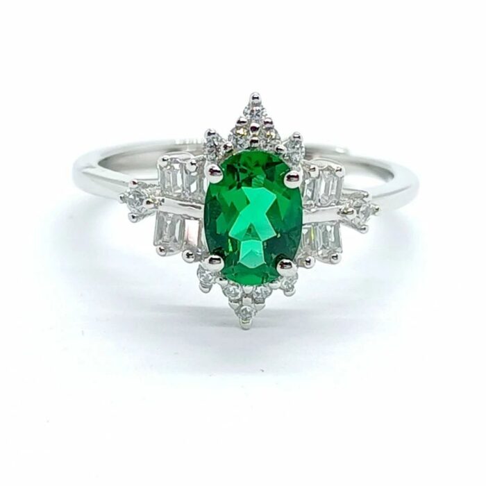 925 Silver Lab-Created Emerald Ring - Model A73-R2020874 - Image 3