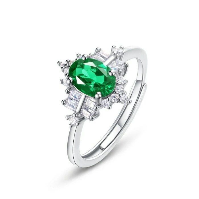 925 Silver Lab-Created Emerald Ring - Model A73-R2020874 - Image 1