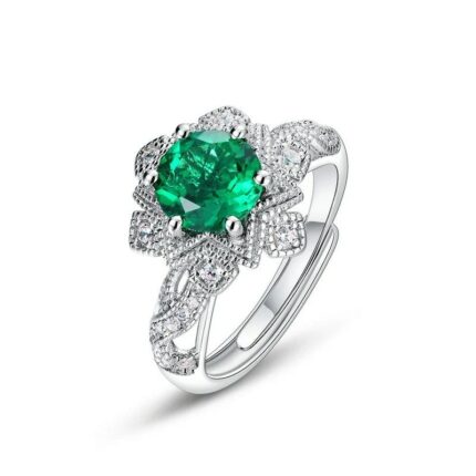 925 Silver Lab-Created Emerald Ring - Model A73-R2020876