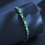 925 Silver Lab-Created Emerald Bracelet - Model A73-B2020423 - Image 3