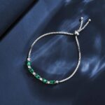 925 Silver Lab-Created Emerald Bracelet - Model A73-B2020423 - Image 2