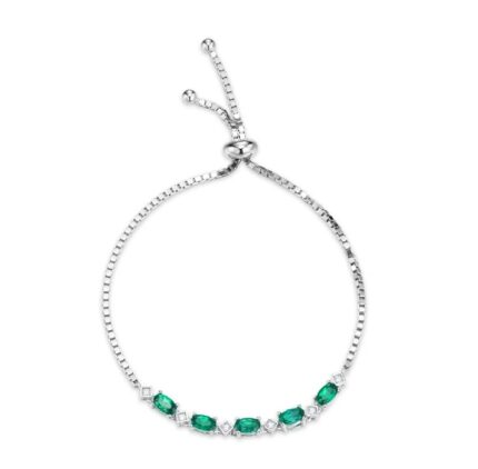 925 Silver Lab-Created Emerald Bracelet - Model A73-B2020423