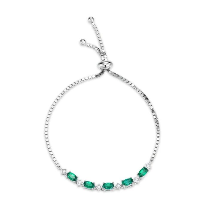 925 Silver Lab-Created Emerald Bracelet - Model A73-B2020423 - Image 1