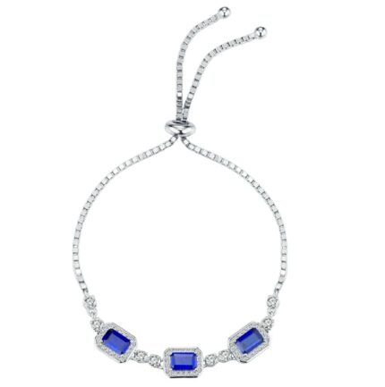 925 Silver Lab-Created Blue Sapphire Bracelet - Model A73-B2020428-1