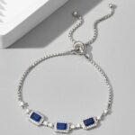925 Silver Lab-Created Blue Sapphire Bracelet - Model A73-B2020428-1 - Image 2
