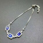 925 Silver Lab-Created Blue Sapphire Bracelet - Model A73-B2020428-1 - Image 4