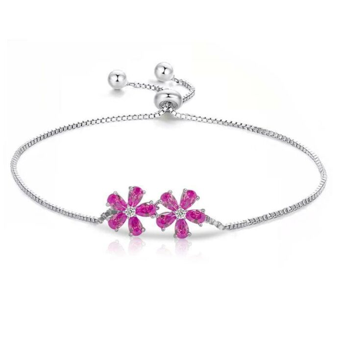 925 Silver Lab-Created Ruby Bracelet - Model A73-B2104292R - Image 1