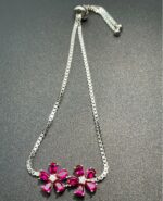 925 Silver Lab-Created Ruby Bracelet - Model A73-B2104292R - Image 2
