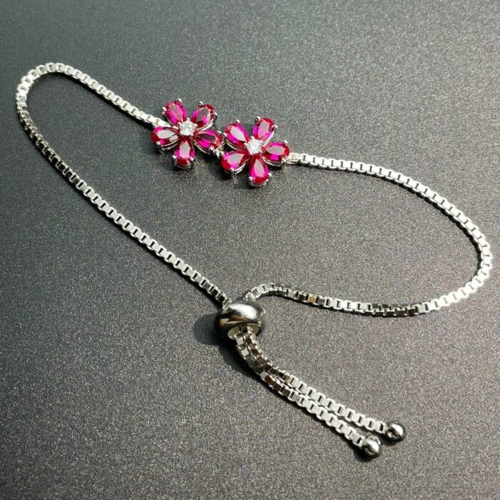925 Silver Lab-Created Ruby Bracelet - Model A73-B2104292R - Image 3