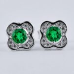 925 Silver Lab-Created Emerald Earrings - Model A73-E2020422 - Image 2
