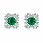 925 Silver Lab-Created Emerald Earrings - Model A73-E2020422