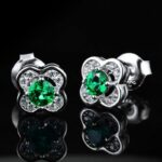 925 Silver Lab-Created Emerald Earrings - Model A73-E2020422 - Image 3