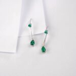 925 Silver Lab-Created Emerald Earrings - Model A73-E2020426 - Image 2