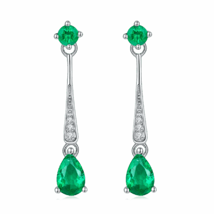 925 Silver Lab-Created Emerald Earrings - Model A73-E2020426