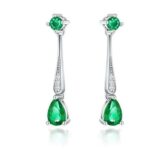 925 Silver Lab-Created Emerald Earrings - Model A73-E2020426 - Image 6
