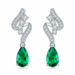 925 Silver Lab-Created Emerald Earrings - Model A73-E2020456