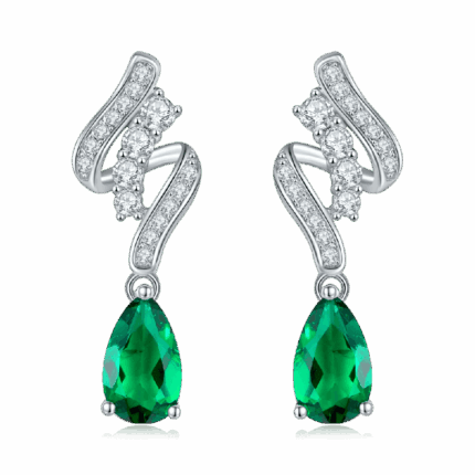 925 Silver Lab-Created Emerald Earrings - Model A73-E2020456