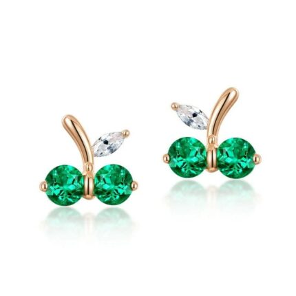 925 Silver Lab-Created Emerald Earrings - Model A73-E2020863-B