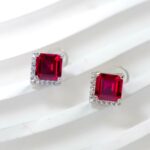 925 Silver Cultured Ruby Earrings A73-E2020866R - Image 2