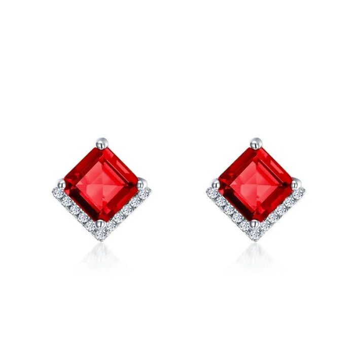 925 Silver Cultured Ruby Earrings A73-E2020866R - Image 1