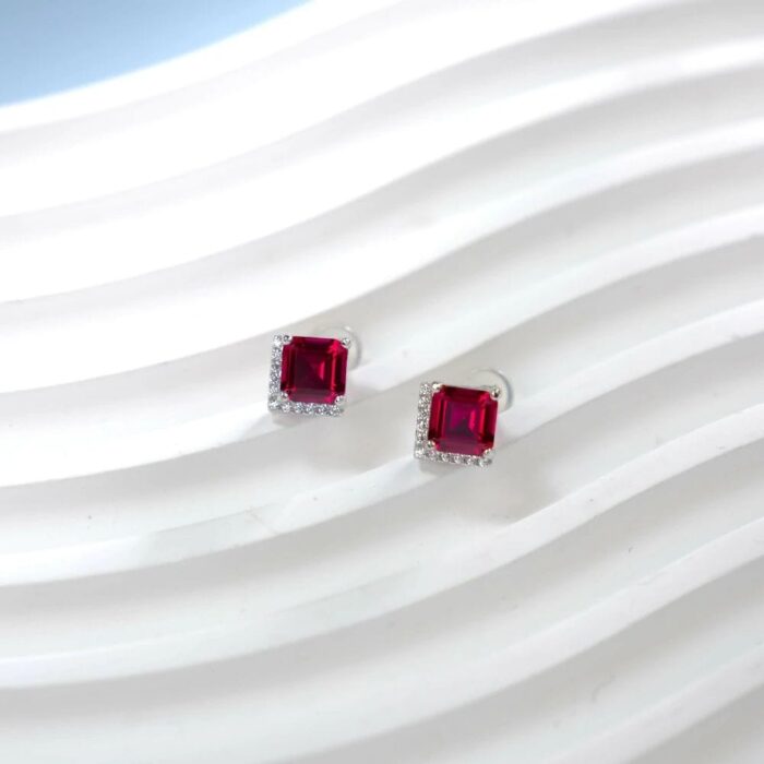 925 Silver Cultured Ruby Earrings A73-E2020866R - Image 3