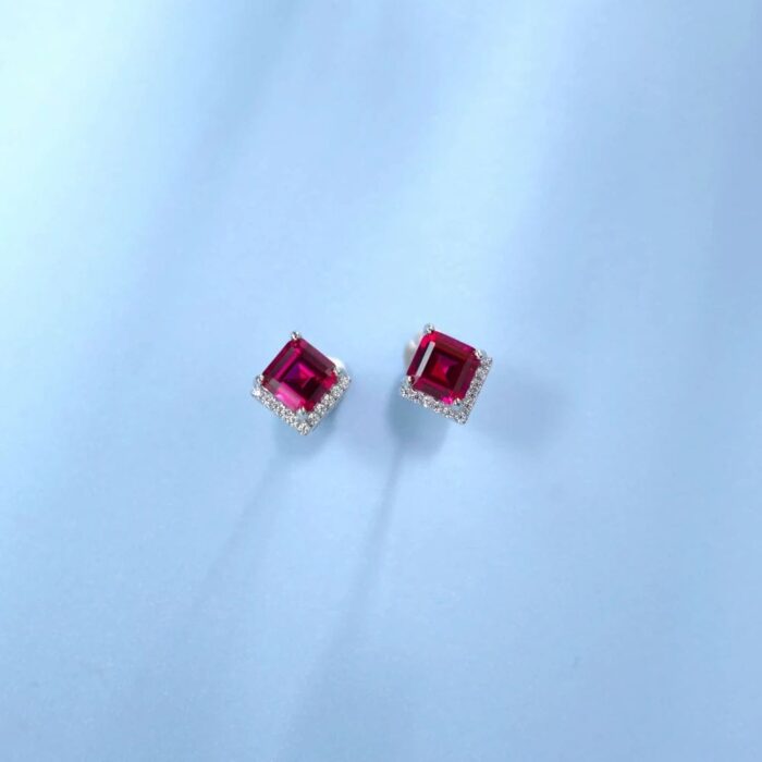 925 Silver Cultured Ruby Earrings A73-E2020866R - Image 5