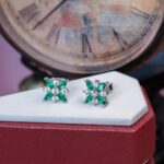 925 Silver Lab-Created Emerald Earrings - Model A73-E2020869 - Image 5