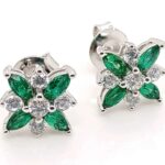 925 Silver Lab-Created Emerald Earrings - Model A73-E2020869 - Image 3