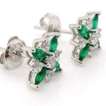 925 Silver Lab-Created Emerald Earrings - Model A73-E2020869 - Image 4