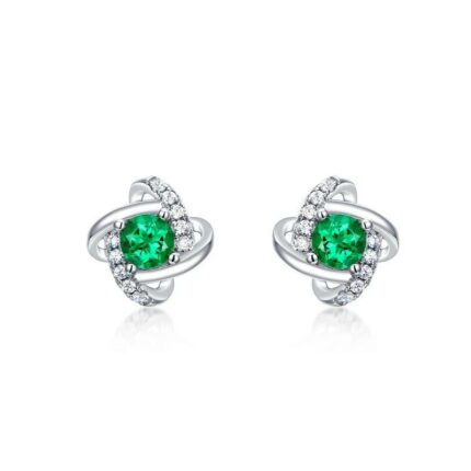 925 Silver Lab-Created Emerald Earrings - Model A73-E2020870