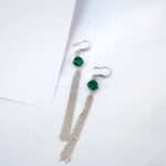 925 Silver Lab-Created Emerald Earrings - Model A73-E2020983R - Image 2