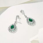 925 Silver Lab-Created Emerald Earrings - Model A73-E2105081 - Image 2