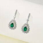925 Silver Lab-Created Emerald Earrings - Model A73-E2105081 - Image 3