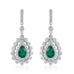 925 Silver Lab-Created Emerald Earrings - Model A73-E2105081