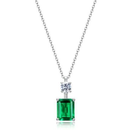 925 Silver Cultured Emerald Necklace & Small Version A73-P1917997-1