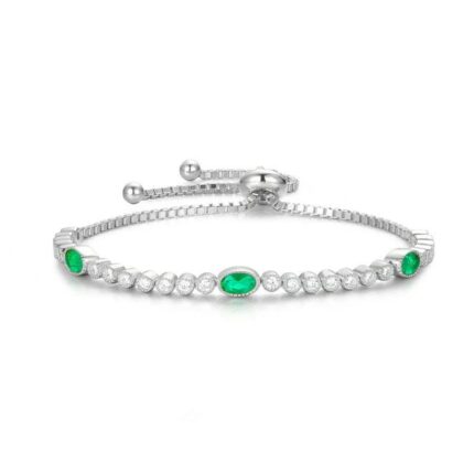 925 Silver Lab-Created Emerald Bracelet - Model B1917989