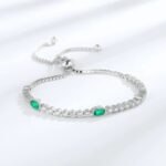 925 Silver Lab-Created Emerald Bracelet - Model B1917989 - Image 2