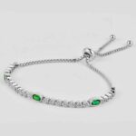 925 Silver Lab-Created Emerald Bracelet - Model B1917989 - Image 3