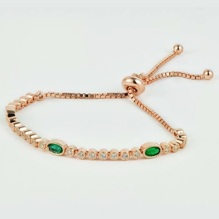925 Silver Lab-Created Emerald Bracelet - Model B1917989R - Image 2