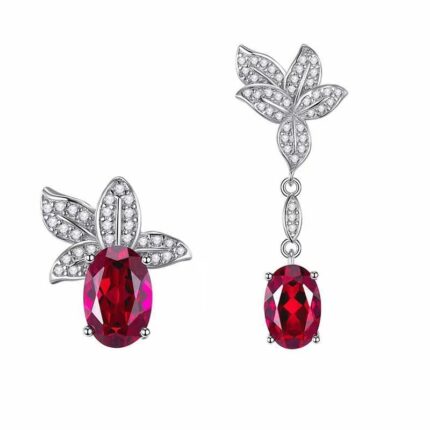 925 Silver Cultured Ruby Earrings E0004R