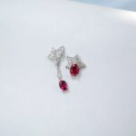 925 Silver Cultured Ruby Earrings E0004R - Image 2
