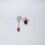 925 Silver Cultured Ruby Earrings E0004R - Image 3