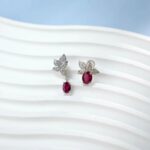 925 Silver Cultured Ruby Earrings E0004R - Image 4