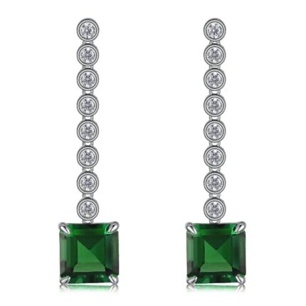 925 Silver Lab-Created Emerald Earrings - Model E0016