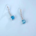 925 Silver Aquamarine Cubic Zirconia Earrings E0016B - Image 4