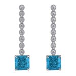 925 Silver Aquamarine Cubic Zirconia Earrings E0016B
