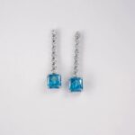 925 Silver Aquamarine Cubic Zirconia Earrings E0016B - Image 2
