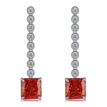 925 Silver Red Cubic Zirconia Earrings E0016R