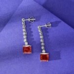 925 Silver Red Cubic Zirconia Earrings E0016R - Image 2